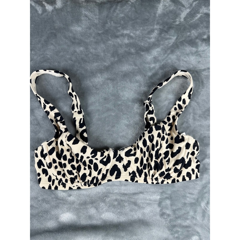 Kona Sol Bikini Top Womens S Cream Black Leopard Animal Print Underwire 6636